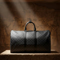 Checkered leather duffle bag