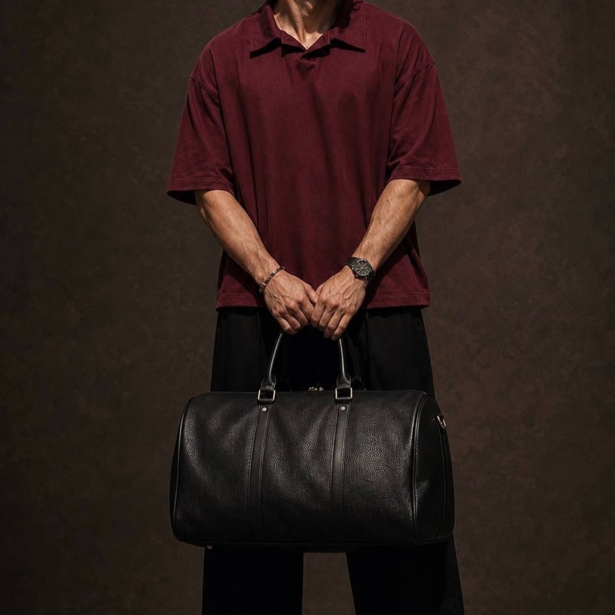 Classic leather duffle bag