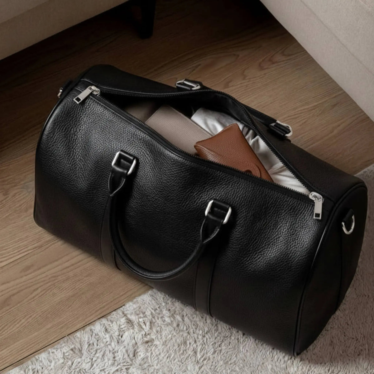 Classic leather duffle bag